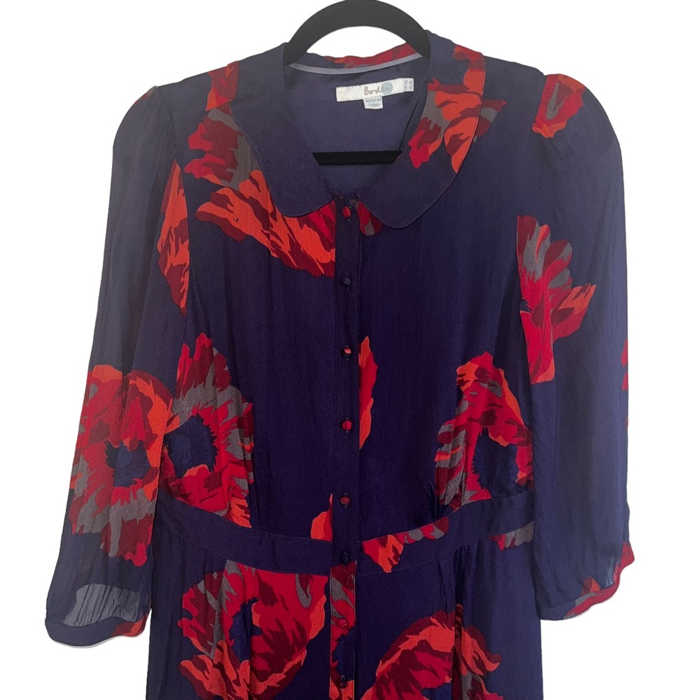Boden Poppy Button Up Floral Midi Dress
